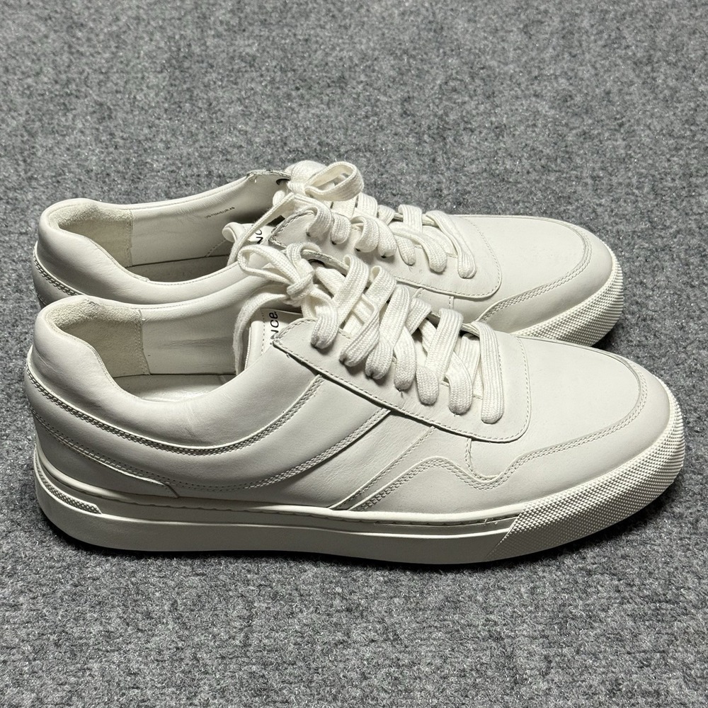 VINCE Sneakers Mens 12 46 All White Warren Retro Lace Up Casual Shoes NEW - Picture 4 of 11